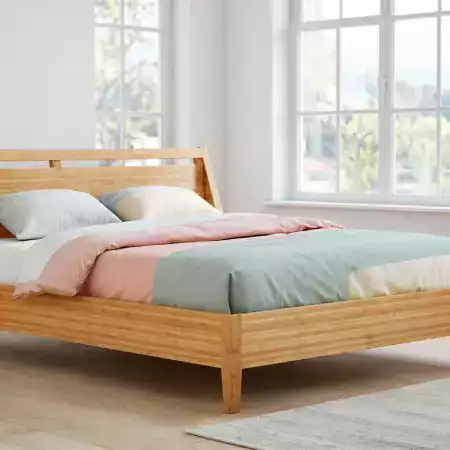 Premium Double Bamboo Bed with Enhanced Support Beams and Extra Stability for Couples Master Bedroom