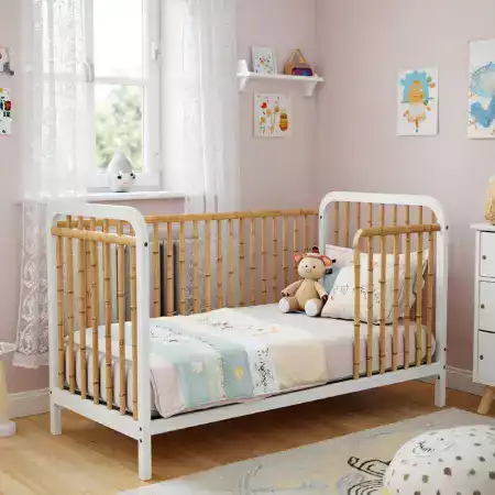 Child-Safe Junior Single Bamboo Bed with Removable Safety Rails and Low Height for Ages 3-7