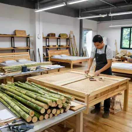 Traditional Kerala Mortise and Tenon Joint Technology Used in Handcrafted Bamboo Bed Construction