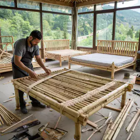 Natural Bamboo Treatment Process Using Traditional Salt and Boric Solution Method for Long-lasting Durability