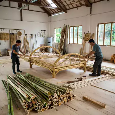 Thirty-Day Natural Bamboo Drying Process in Specially Designed Yard with Daily Rotation for Even Moisture Reduction