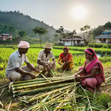 Premium Bambusa Balcooa Poles with 8-12cm Diameter and 2.5cm Thick Walls Selected for Bed Construction