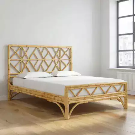 Handcrafted Classic Single Bamboo Bed with Traditional Kerala Joinery and Natural Finish for Guest Rooms